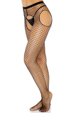 collant sexy fishnet suspender nero taglia unica leg avenue