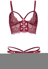 Completino Sexy Lace Bralette and Thong Rosso