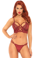 completino sexy lace bralette and thong rosso sm leg avenue principale